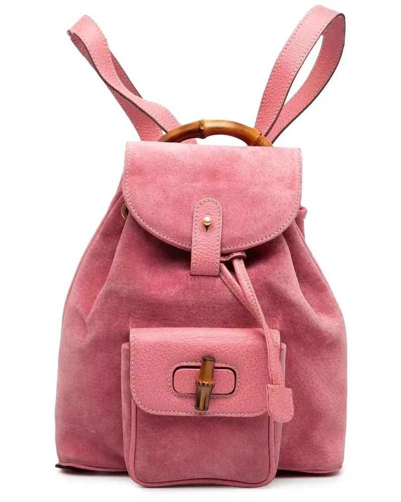 Gucci Rucksäcke Suede Bamboo Backpack rosa Gold