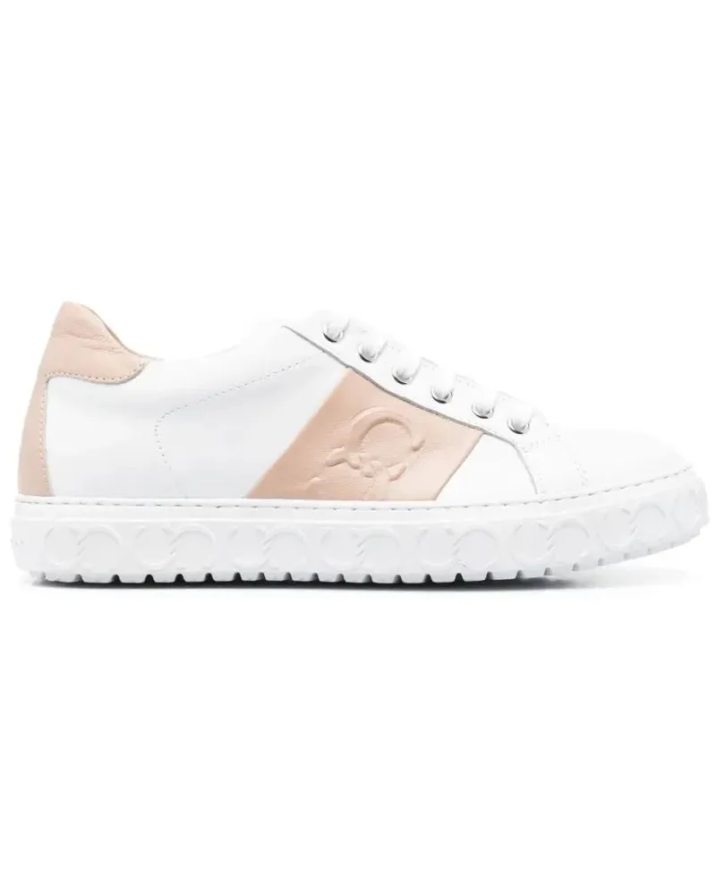 Casadei Low-Top Sneaker Brown Leather Sneakers weiß Weiß