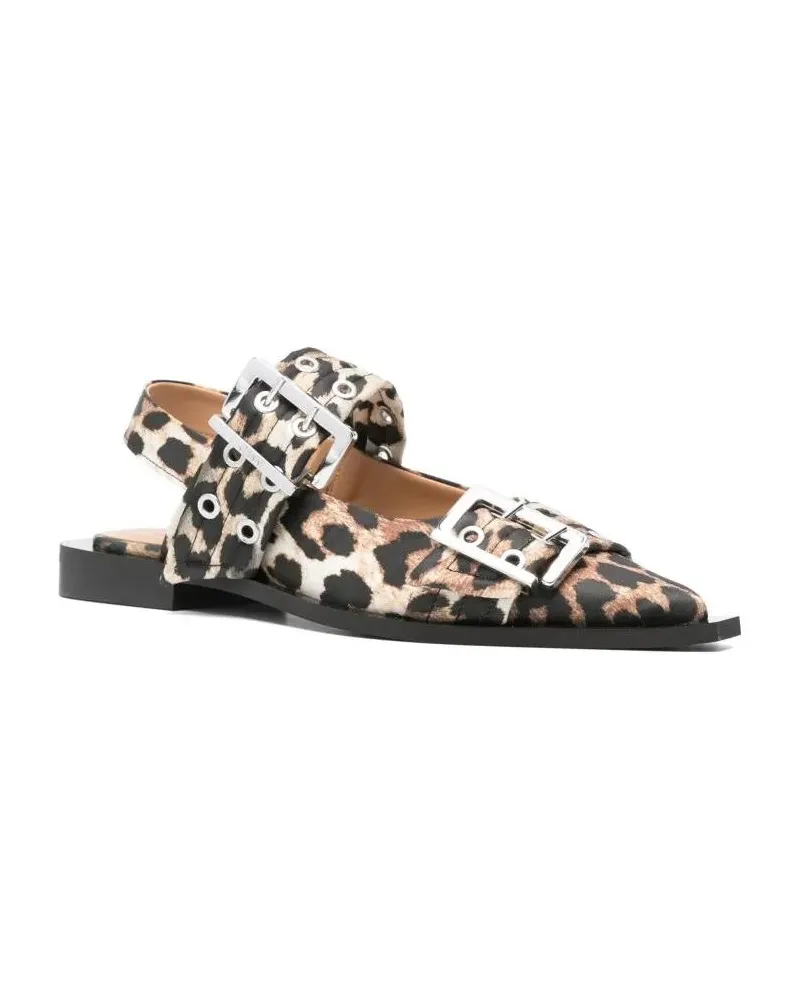 Ganni Pointed-Toe Ballerina Flats With Buckle Detail schwarz Schwarz