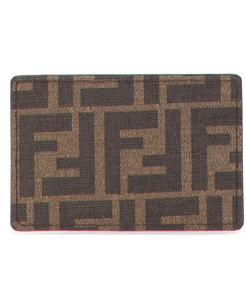 Fendi Portemonnaie Zucca Coated Canvas and Leather Card Holder braun Braun