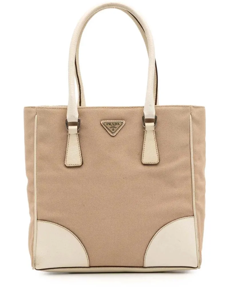 Prada Shopper Cinghiale Trimmed Canvas Canapa Tote braun Braun