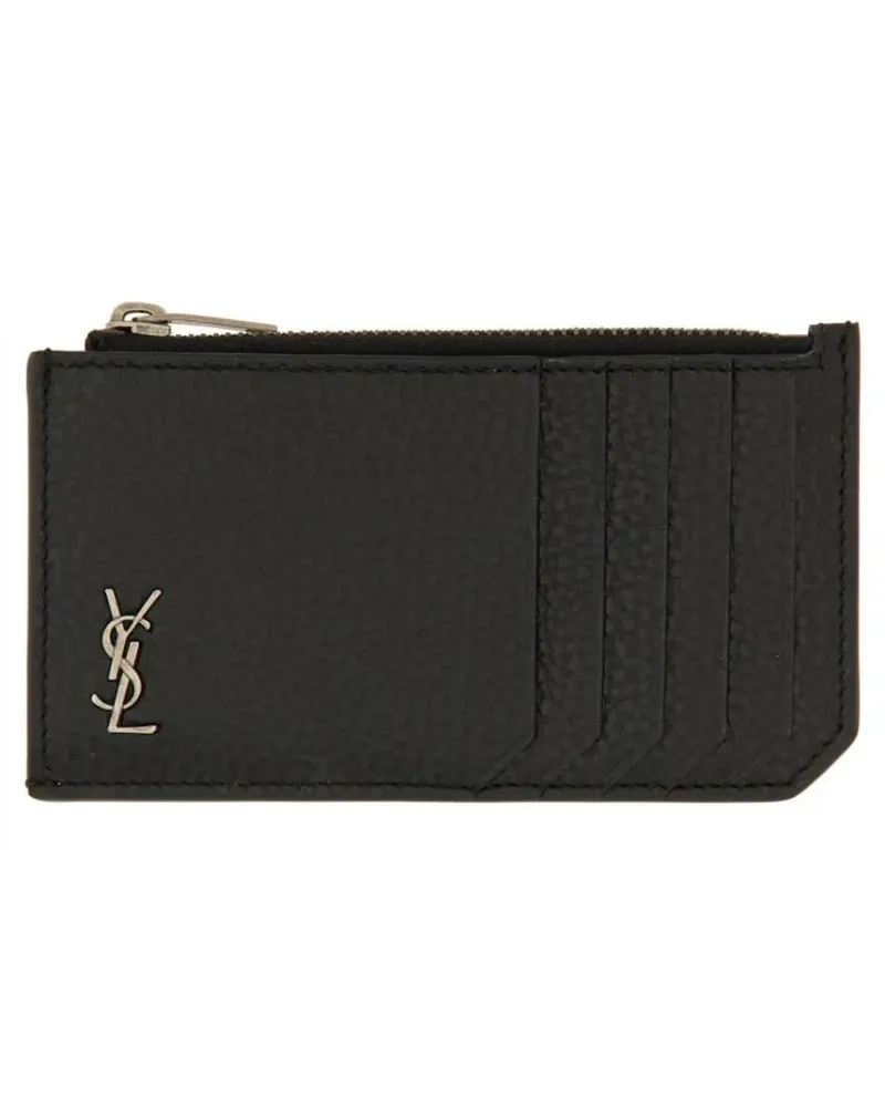 Saint Laurent Portemonnaies Cassandre Fragments Card Holder schwarz Schwarz