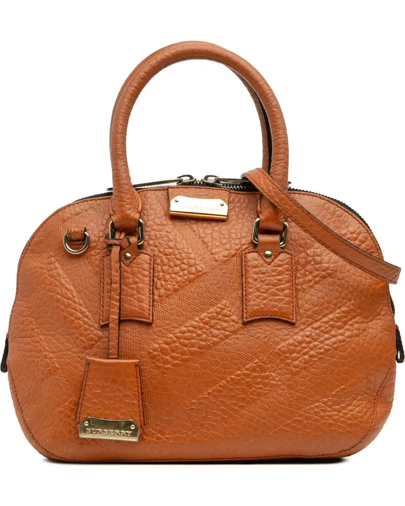 Burberry Hobo Bags Small Heritage Grain Check Embossed Leather Orchar orange Orange