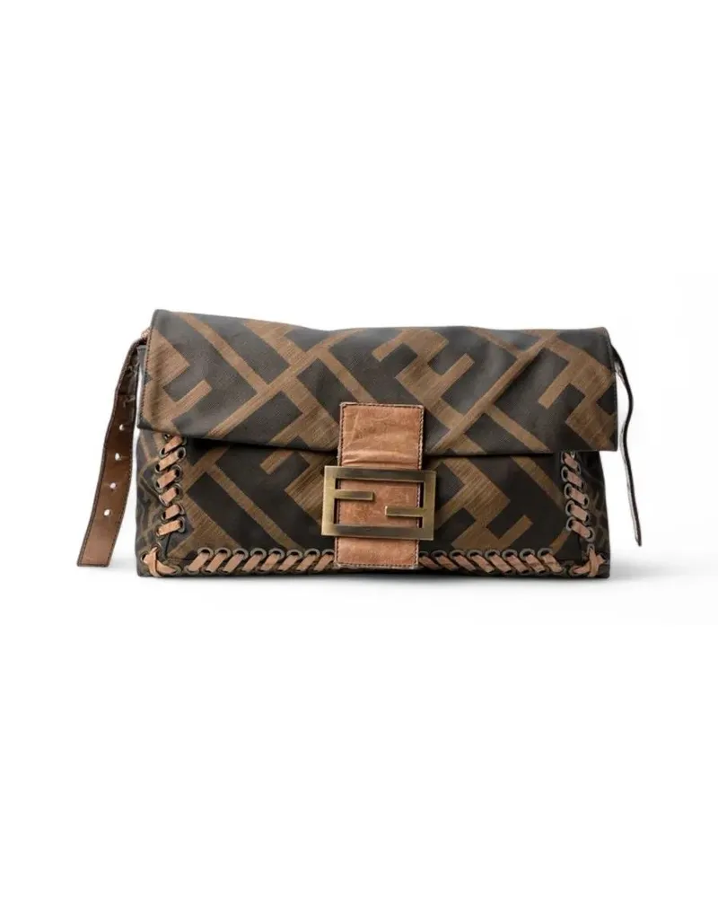 Fendi Hobo Bags Mama Baguette Xl Ff Logomania Brown braun Braun