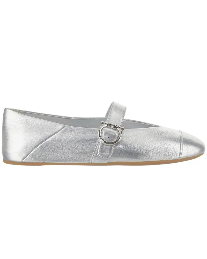 Ferragamo Ballet Flats Ornament Hooks silberfarben 