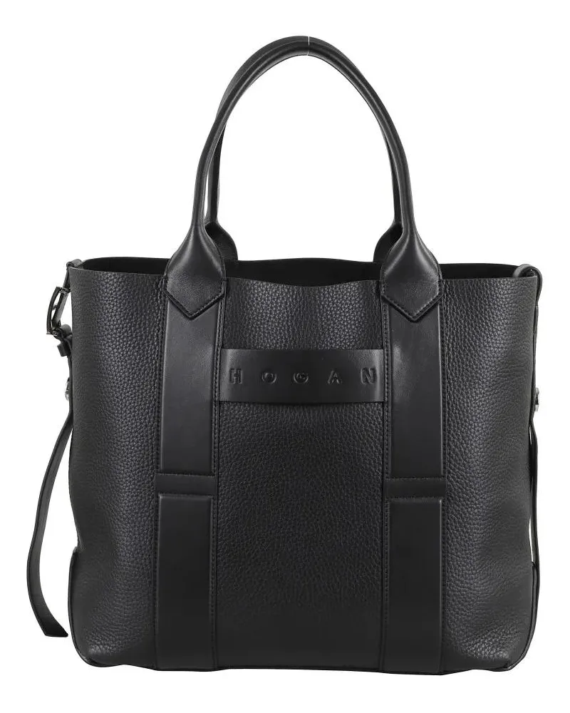Hogan Shopper & Totes Medium Script Shopping Bag With Textured Leather F schwarz Schwarz