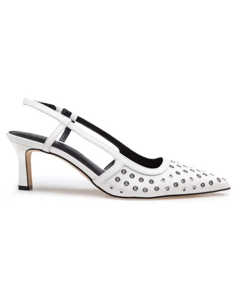 Michael Kors Hohe Schuhe Alora Slingback In White Leather weiß Weiß