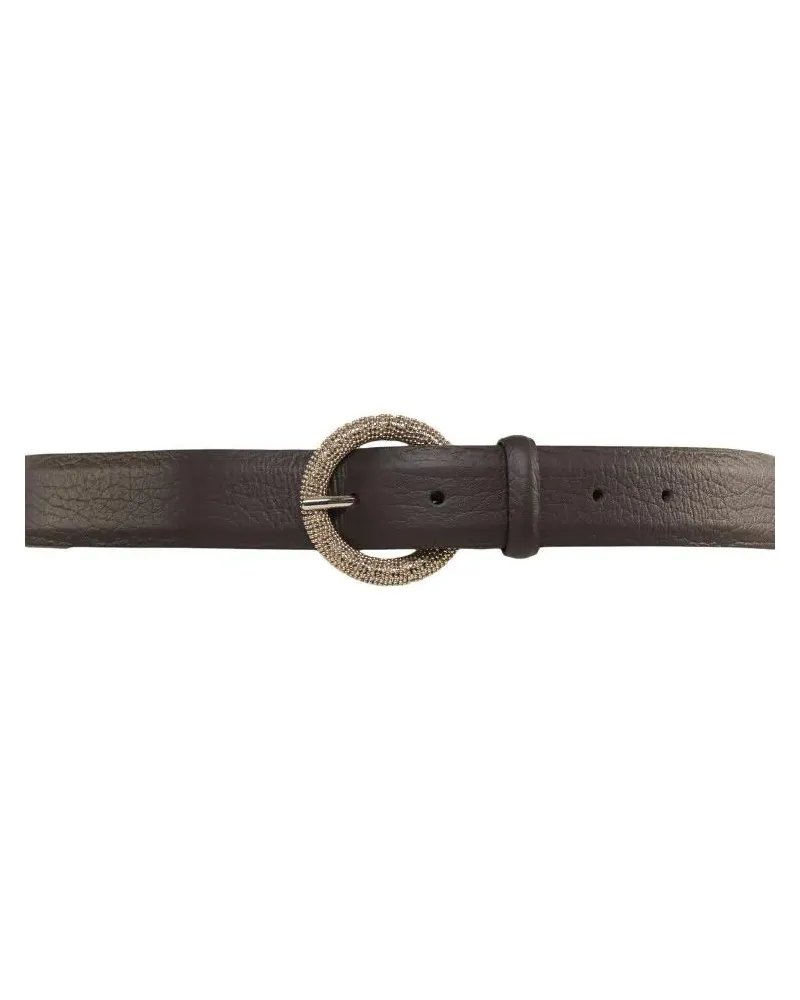 Orciani Gürtel Premium Grained Leather Belt With Studded Buckle grau Grau
