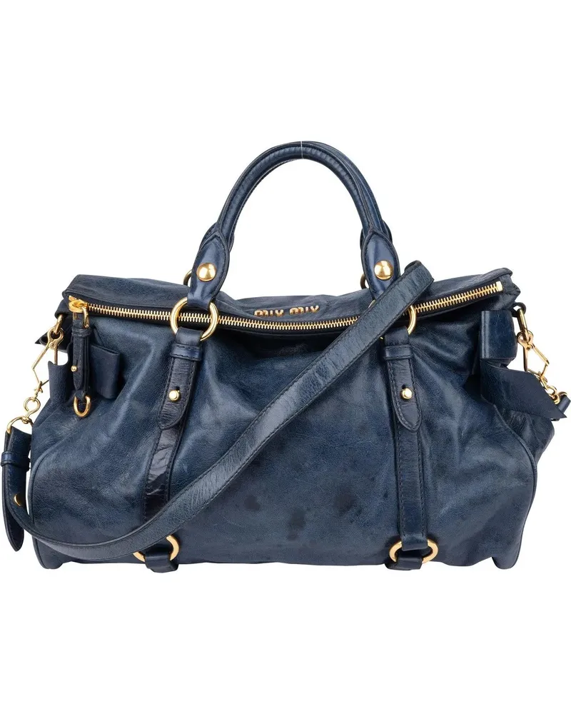 Miu Miu Crossbody Bags  Blue Leather City Handbag blau Blau