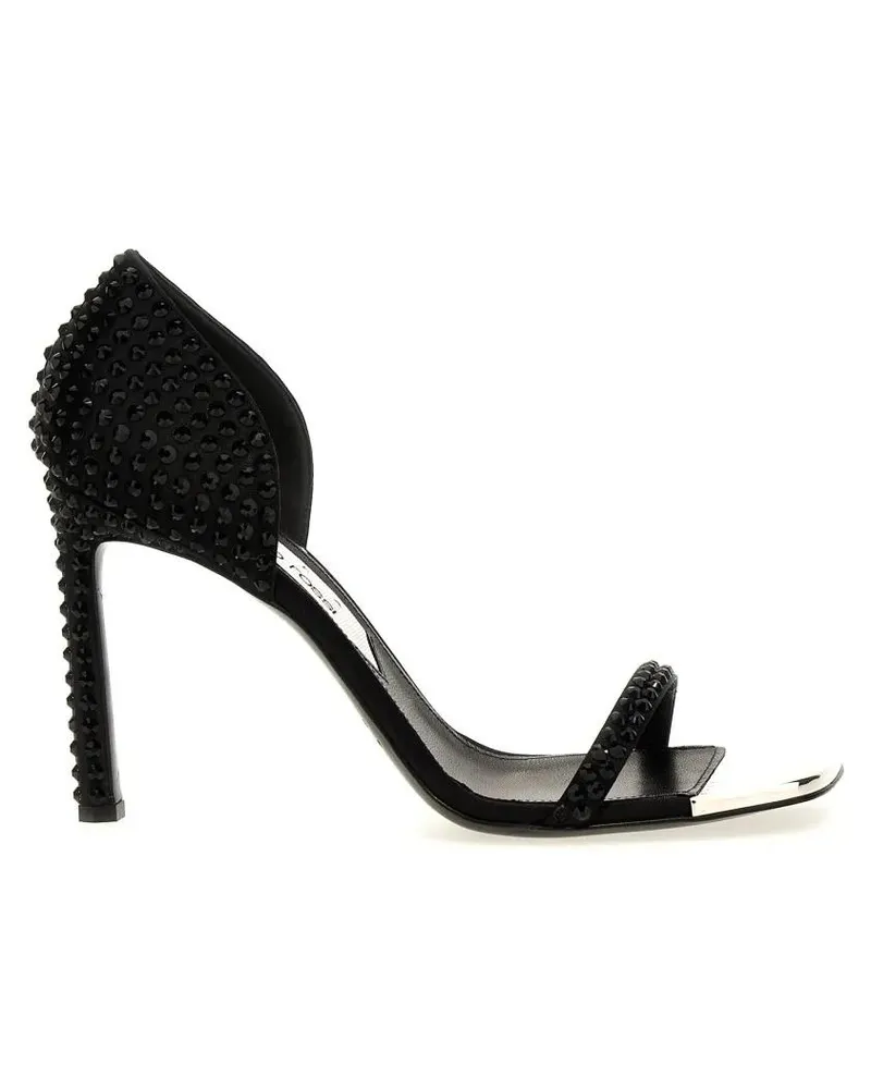 Sergio Rossi Sandalen Area Dagger Satin Sandals With Rhinestone schwarz Schwarz