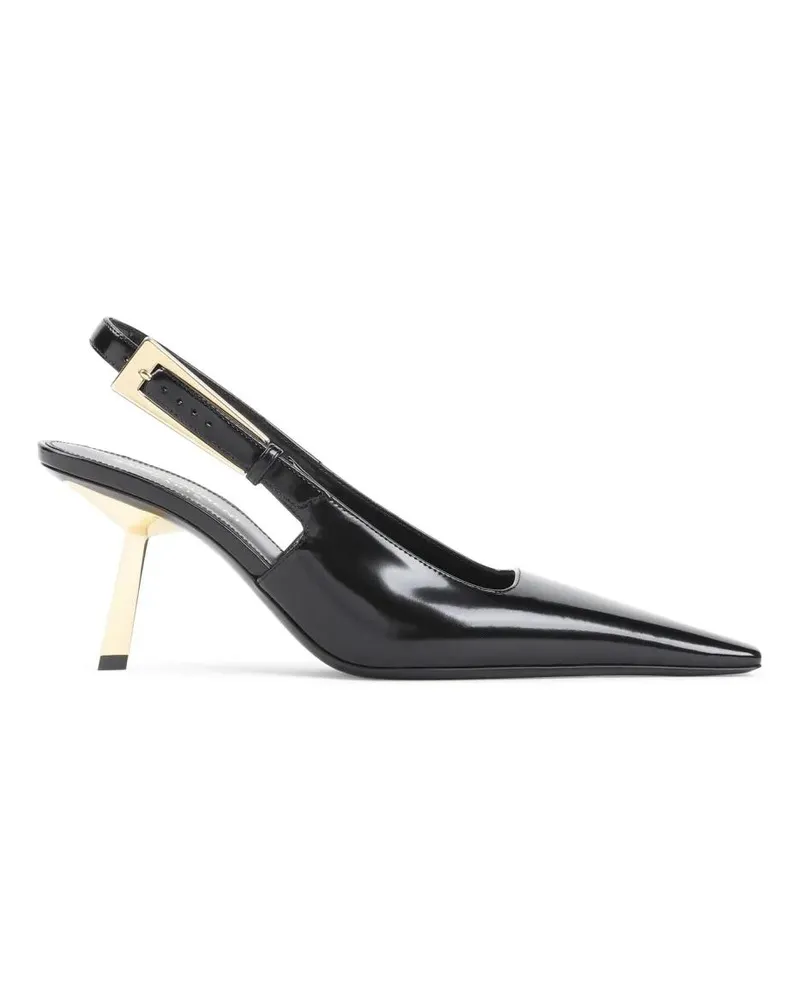 Saint Laurent Hohe Schuhe Leather Slingback Pumps With 7.5Cm Heel And Brass schwarz Schwarz