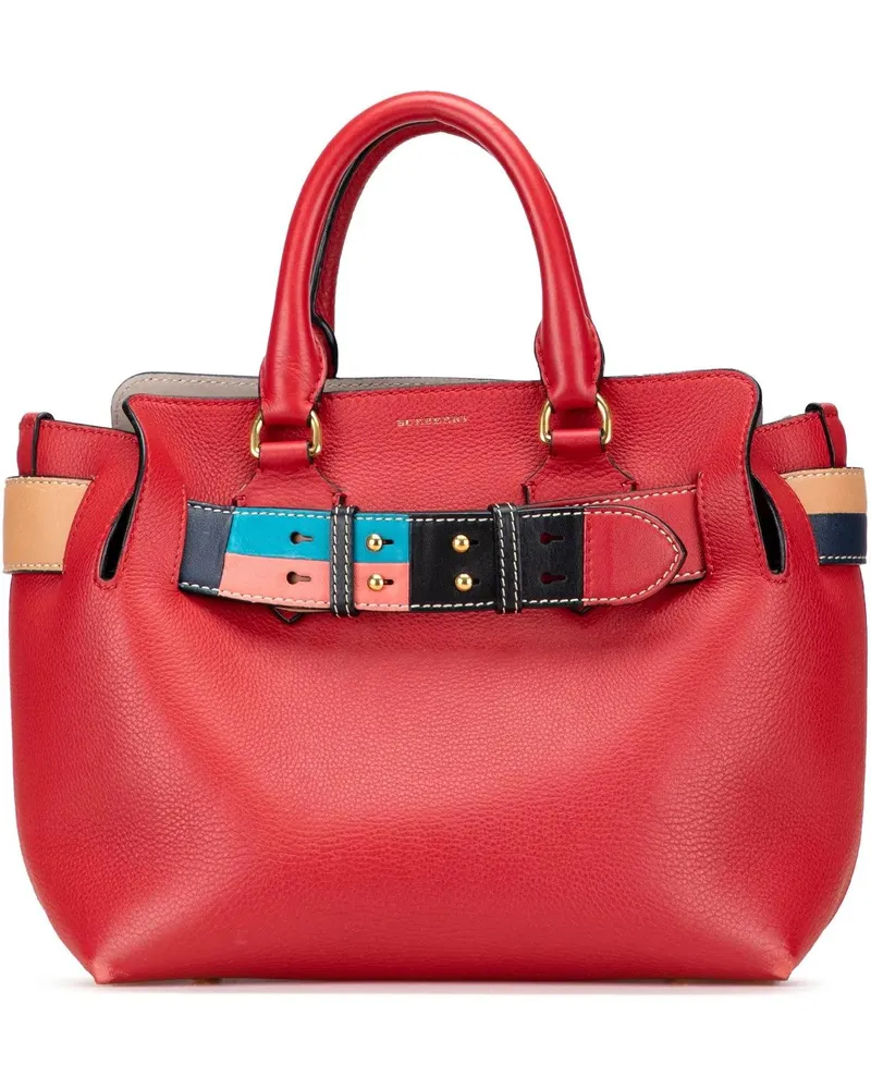 Burberry Hobo Bags Small Grained Calfskin Belt Satchel rot Rot