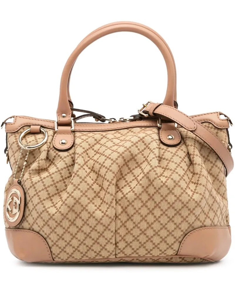 Gucci Hobo Bags Diamante Canvas Sukey Satchel braun Braun