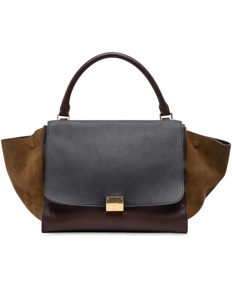 Celine Hobo Bags Medium Tricolor Leather Trapeze Satchel rot Rot