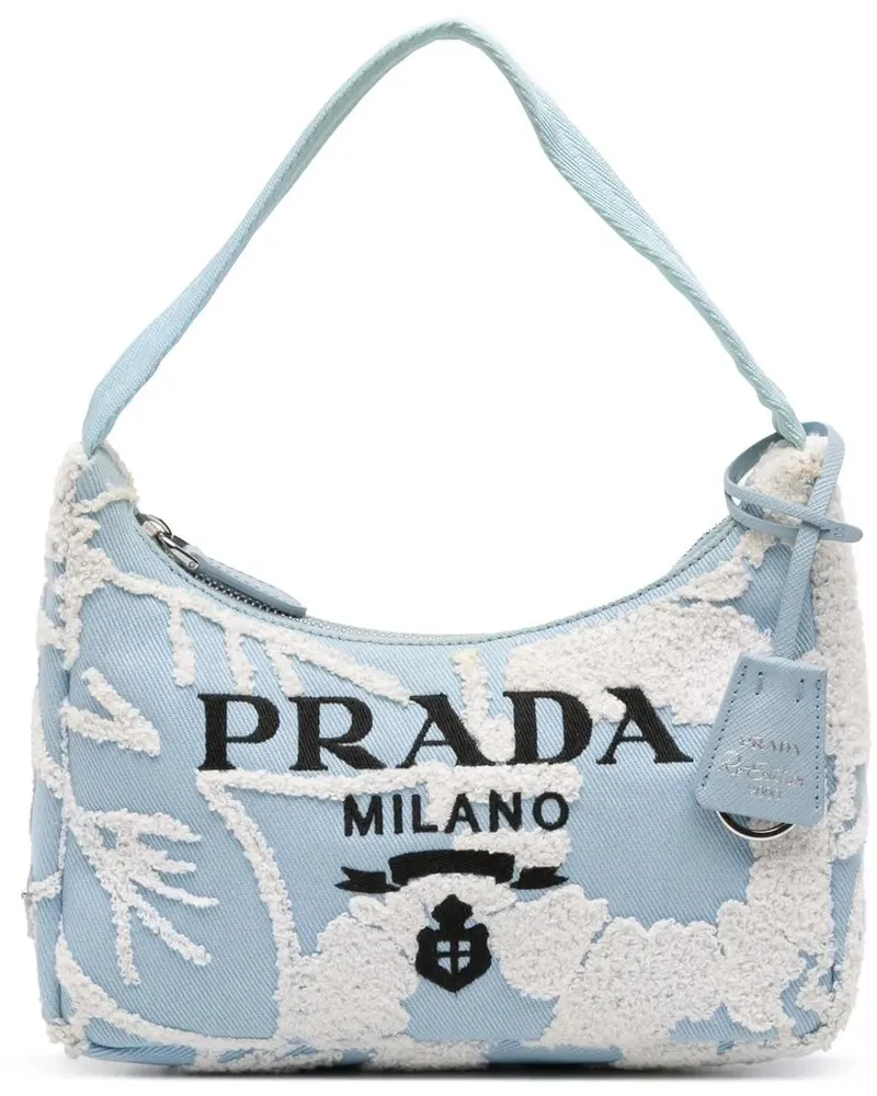 Prada Hobo Bags Mini Embroidered Drill Re Edition 2000 Shoulder Ba blau Blau