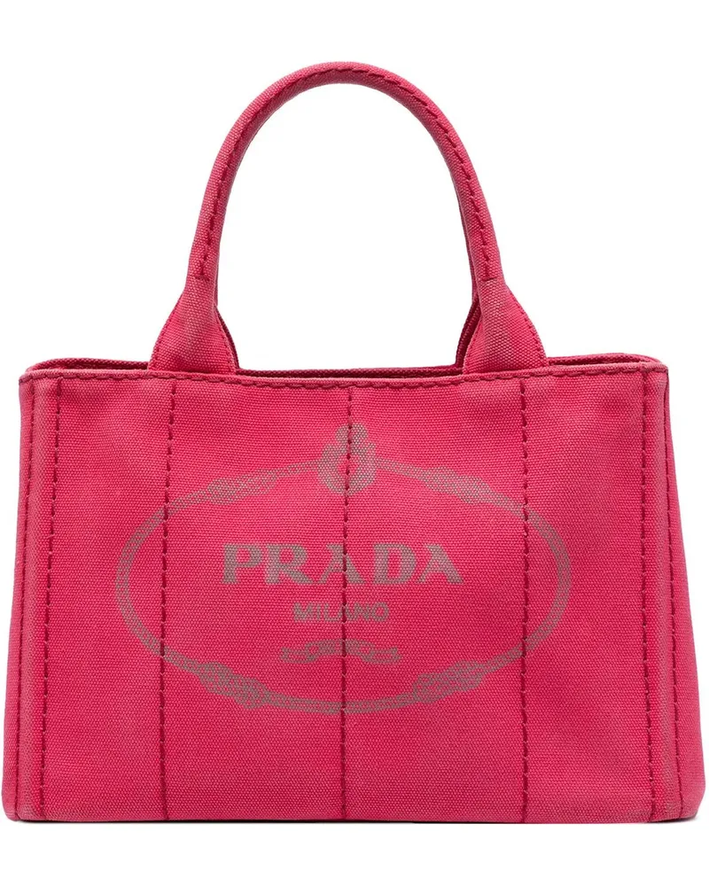 Prada Hobo Bags Small Canvas Canapa Logo Satchel rosa Gold