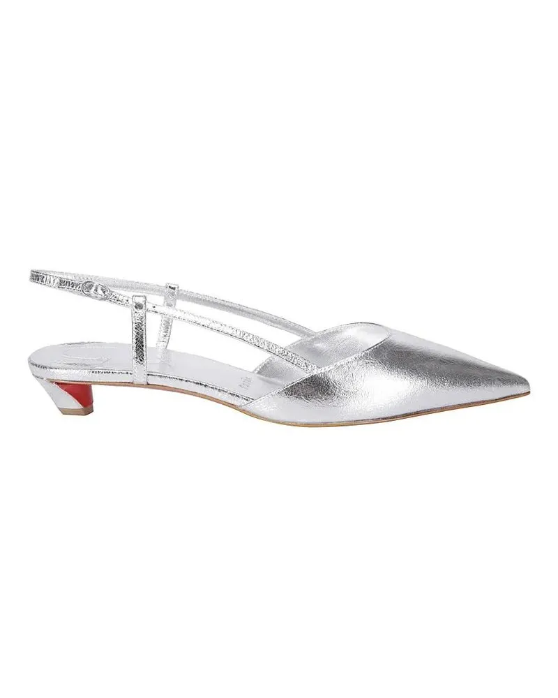 Christian Louboutin Hohe Schuhe Pointed-Toe Pumps With Ankle Strap – Silver silberfarben 