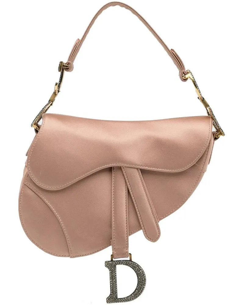 Dior Hobo Bags 2019 Mini Satin Crystal Embellished Saddle rosa Gold