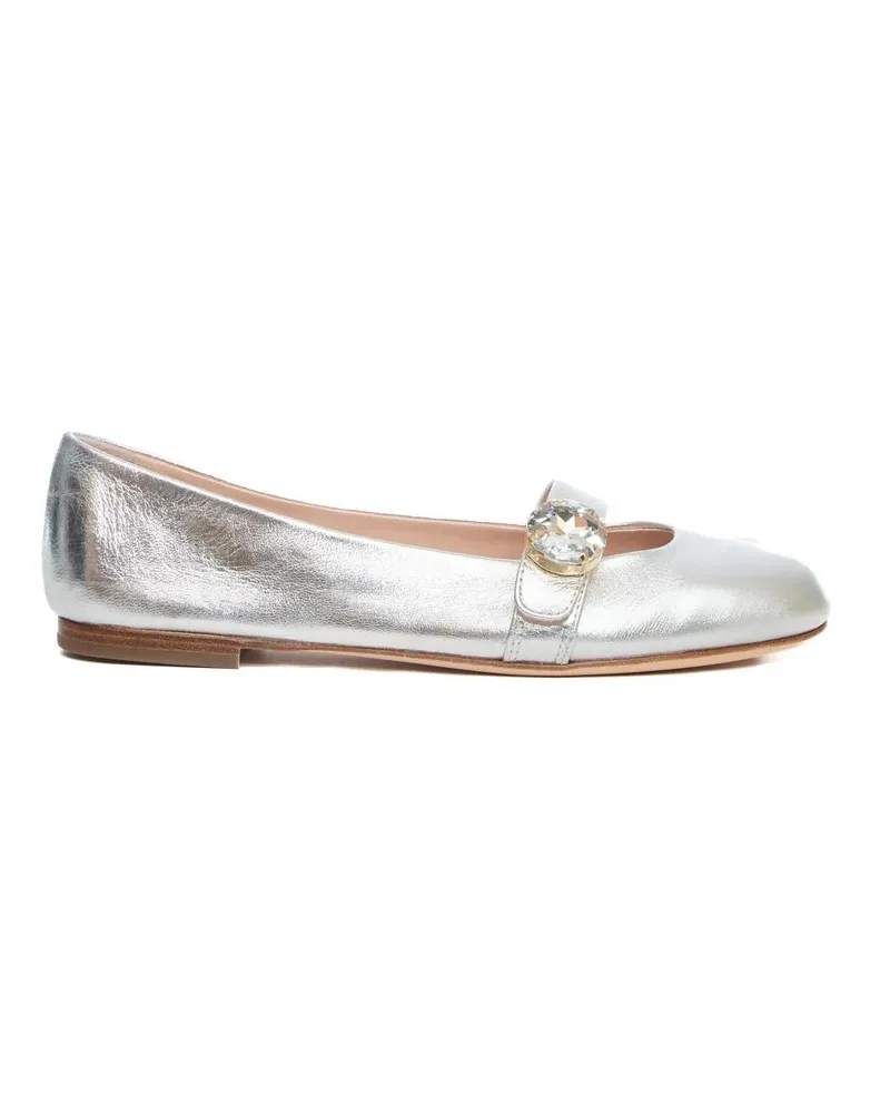 Attilio Giusti Leombruni Ballerine Milly Precious In Silver Leather silberfarben 