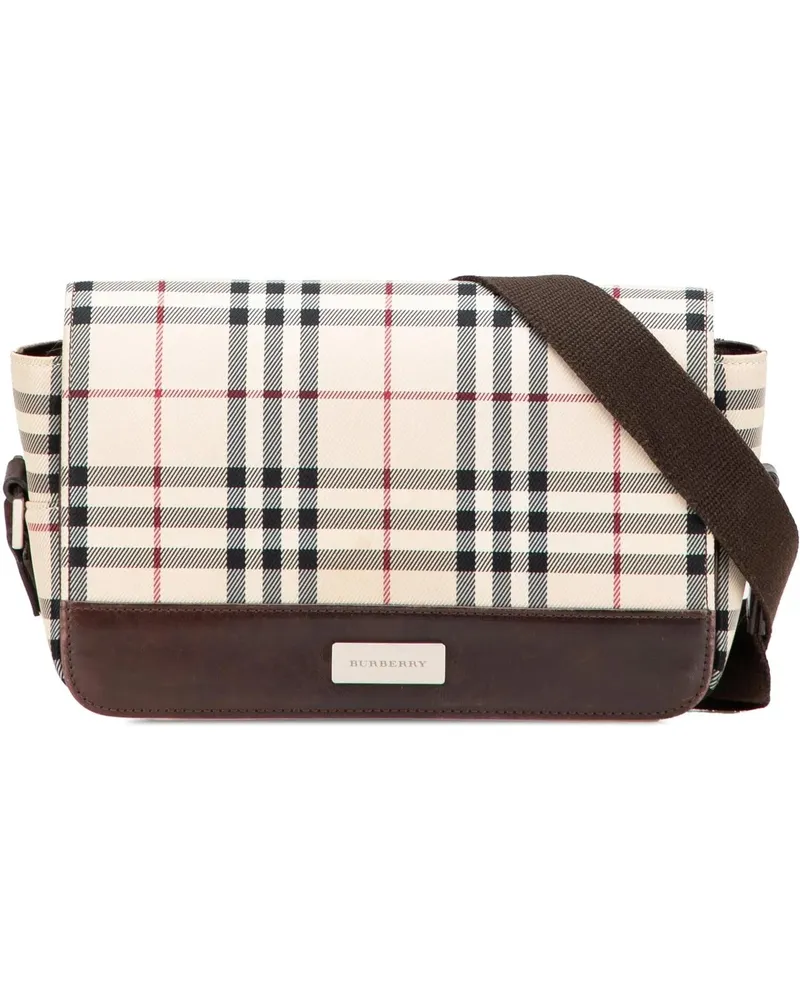 Burberry Hobo Bags House Check Canvas Flap Crossbody braun Braun