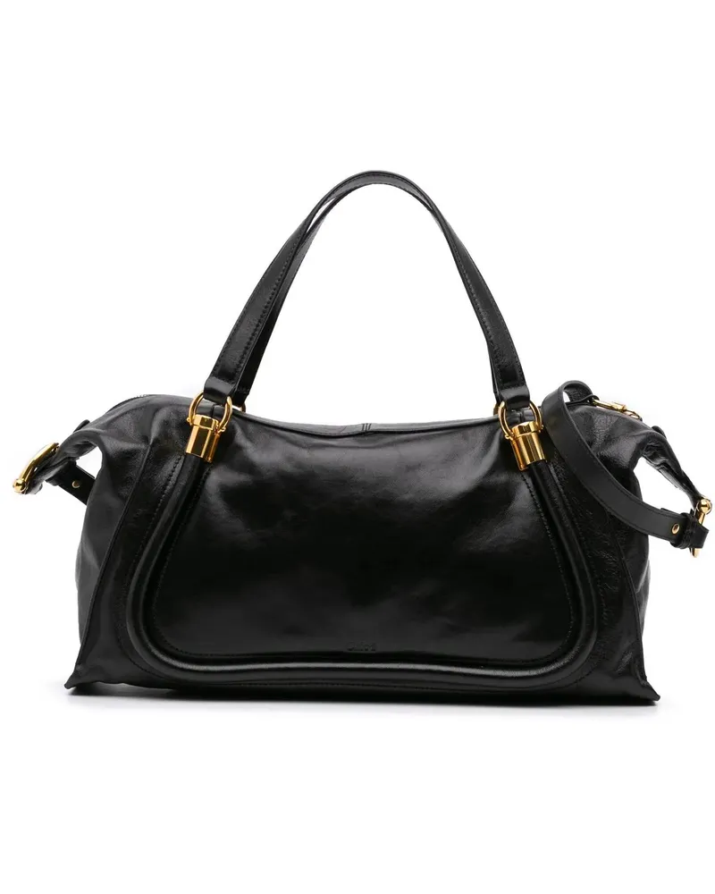 Chloé Hobo Bags 2024 Shiny Calfskin Paraty 24 Satchel schwarz Schwarz