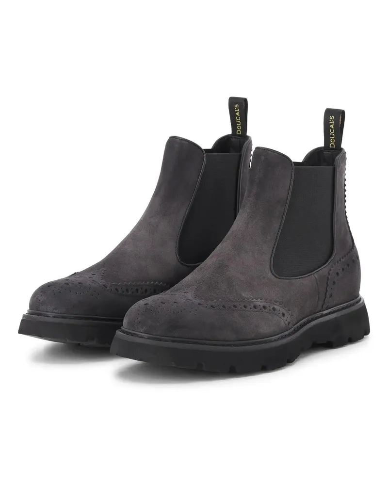 Doucal´s Low-Top Sneaker Wingtip-Boots aus Veloursleder dunkelgrau Dunkelgrau