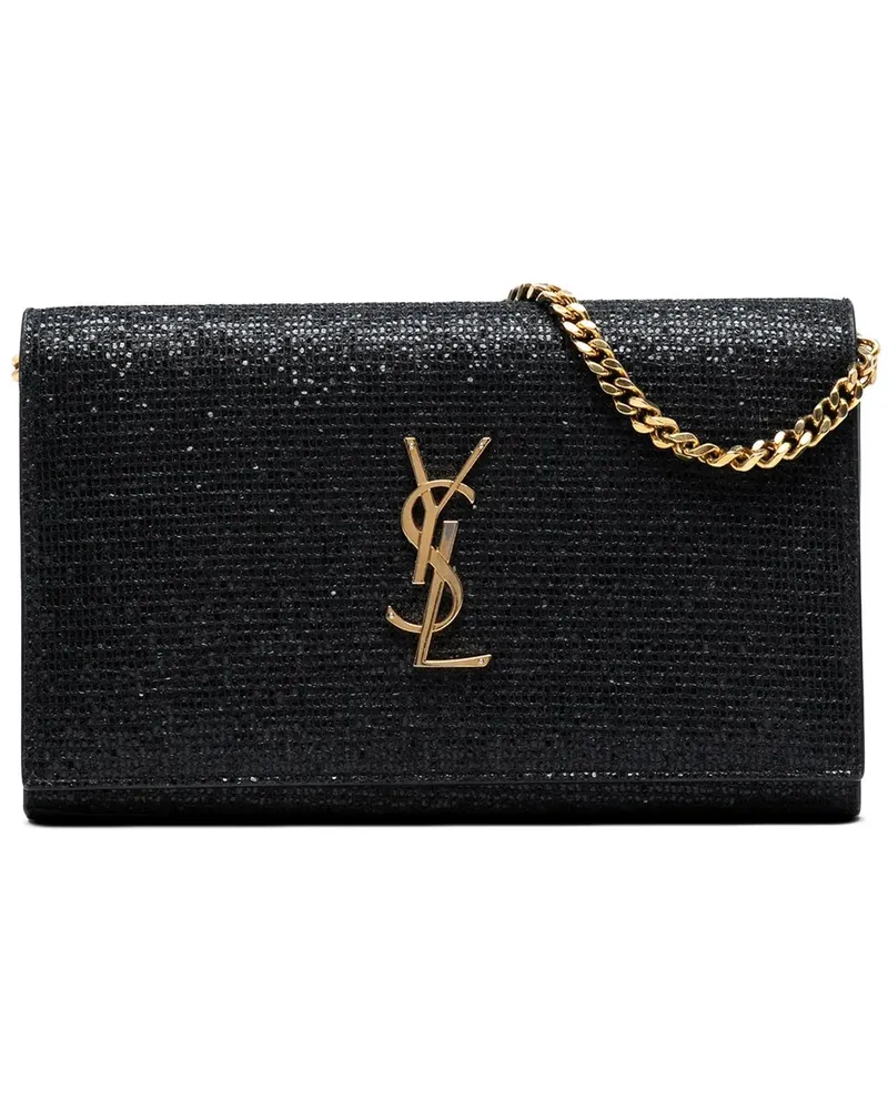 Saint Laurent Hobo Bags Glitter Galactica Monogram Wallet on Chain schwarz Schwarz