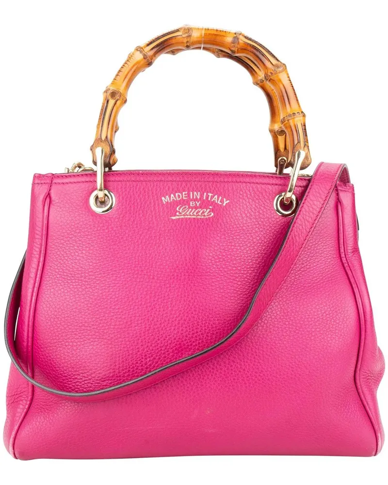 Gucci Crossbody Bags  Pink Leather Bamboo Handbag rosa Gold
