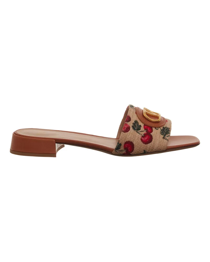 Valentino Garavani Sandalen Slide Rafia Jaquard braun Braun