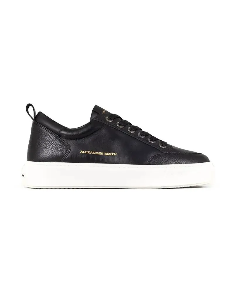 Alexander Smith Low-Top Sneaker Black Leather Casual Trainers schwarz Schwarz