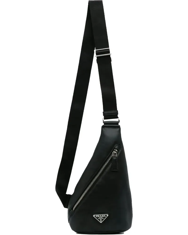 Prada Hobo Bags 21th  Cross Leather Bag schwarz Schwarz