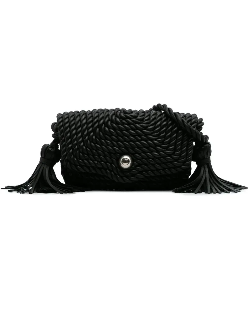 Bottega Veneta Hobo Bags Lambskin Torchon Classic Tasseled Twisted Crossbod schwarz Schwarz