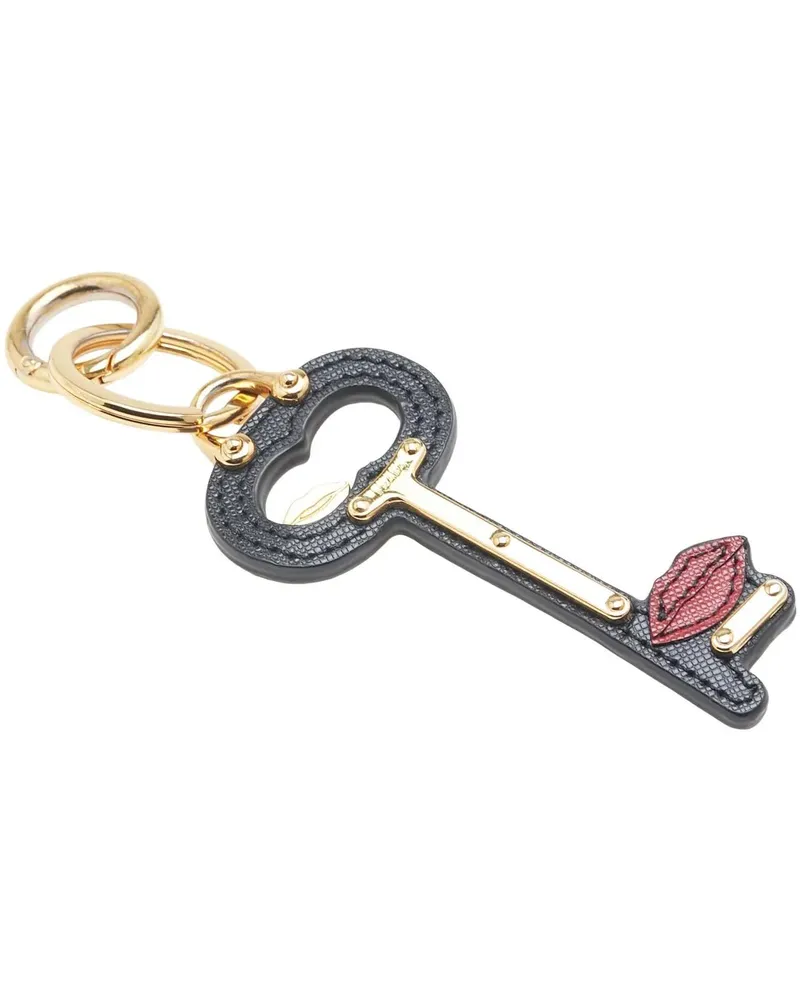 Prada Schlüssel- & Taschenanhänger Saffiano Lip Key Chain black Schwarz