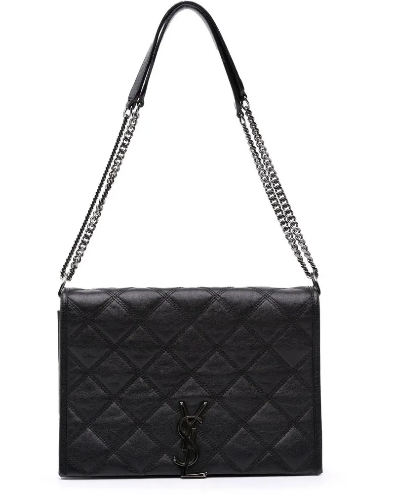 Saint Laurent Hobo Bags Mini Quilted Lambskin Becky Chain Shoulder Bag schwarz Schwarz