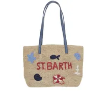 Shopper & Totes Raffia Blend Bag With Beach Motif beige
