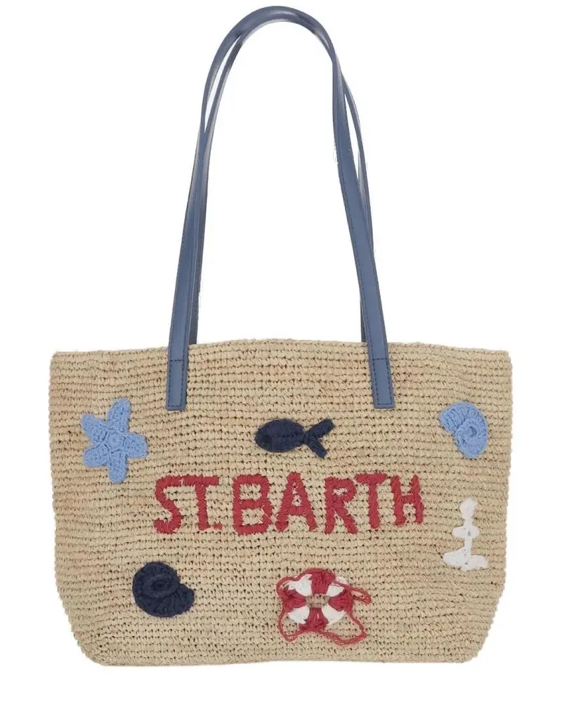 MC2 Saint Barth Shopper & Totes Raffia Blend Bag With Beach Motif beige Beige