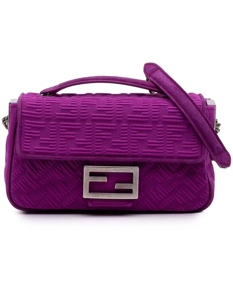 Fendi Hobo Bags Zucca Embossed Technical Fabric Chain Midi Baguett orange Orange