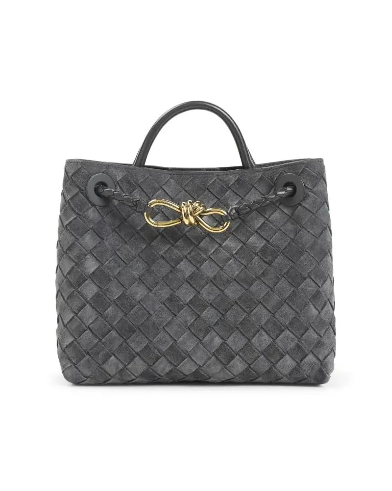 Bottega Veneta Hobo Bags Intrecciato Pattern Grey Suede Andiamo Handbag grau Grau