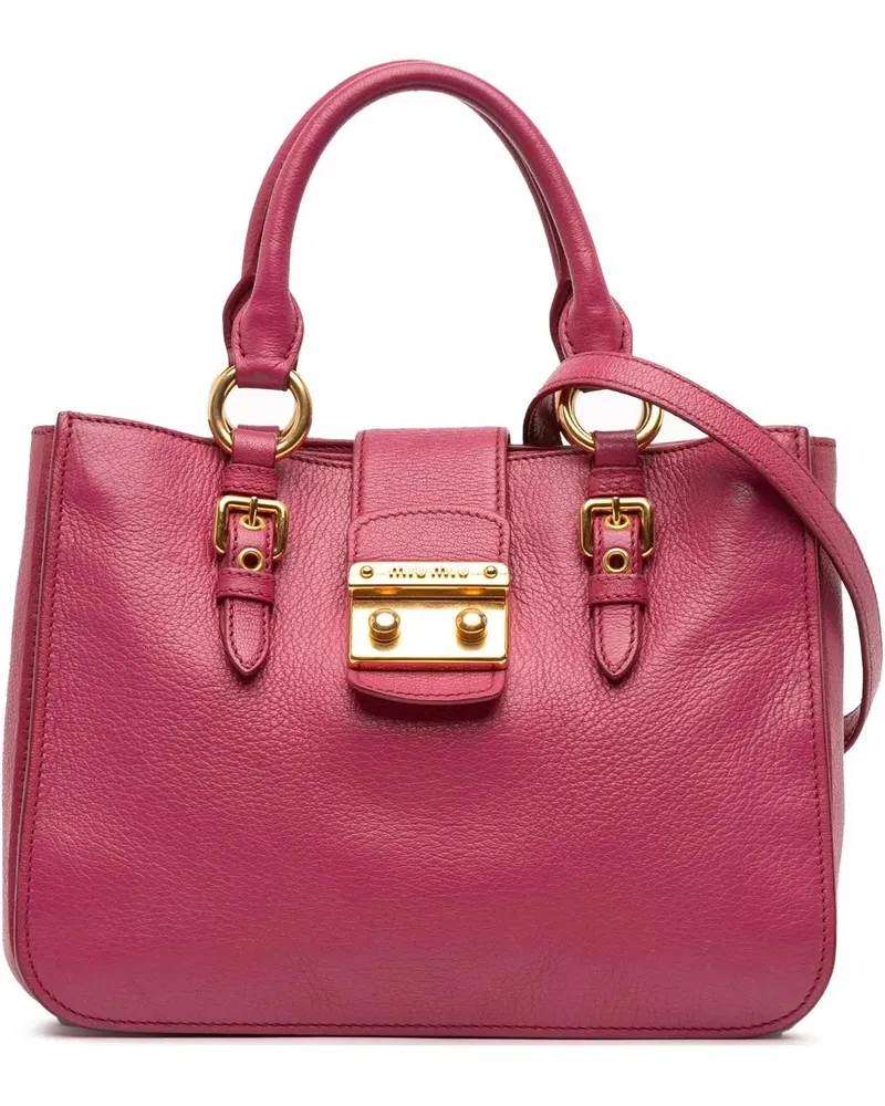 Miu Miu Hobo Bags Goatskin Madras Satchel rosa Gold