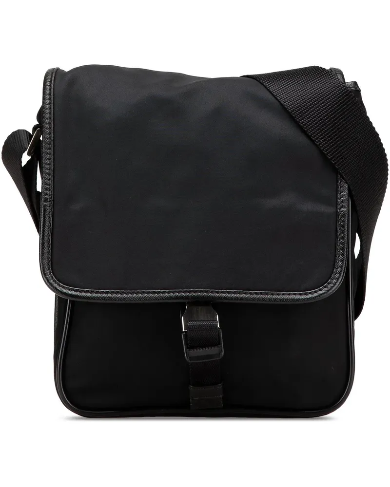 Prada Hobo Bags 2013-2024 Tessuto Buckle Messenger Bag schwarz Schwarz
