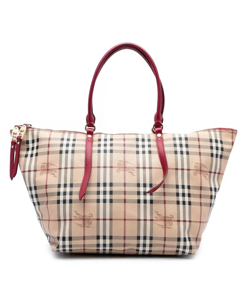 Burberry Shopper Medium Haymarket Check Coated Canvas Salisbury Tot braun Braun