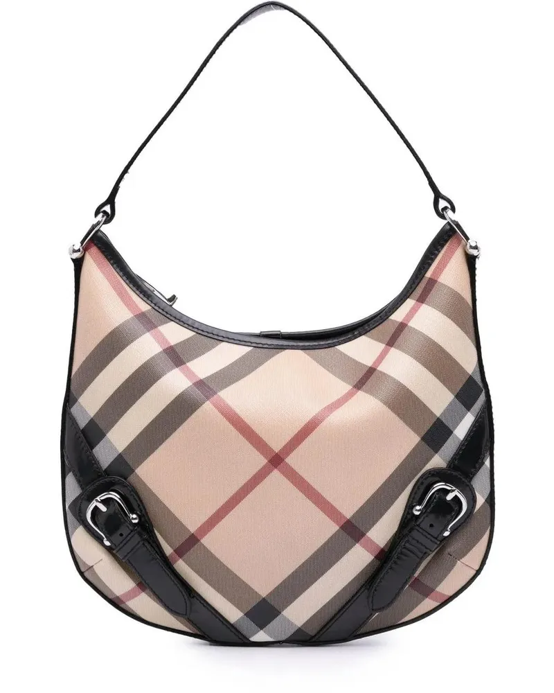 Burberry Hobo Bags 2000-2017 Supernova Check Coated Canvas Larkin Hob braun Braun