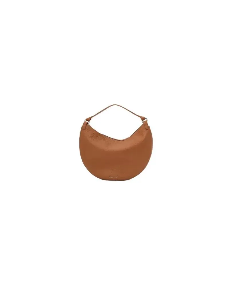 Orciani Crossbody Bags Crescent Shape Leather Handbag With Palladium Fini braun Braun