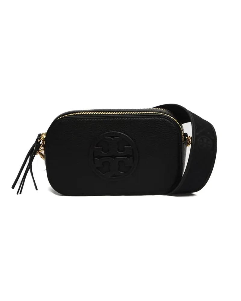 Tory Burch Hobo Bags Pebbled Leather Mini Crossbody With Gold-Tone Hard schwarz Schwarz