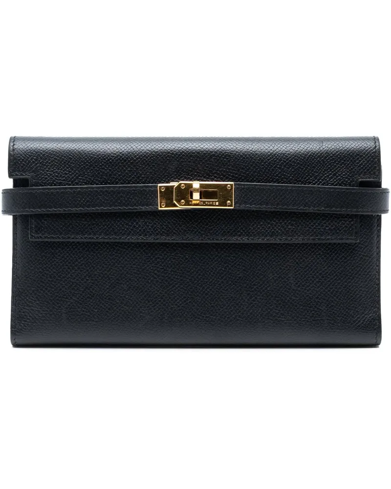 Hermès Portemonnaie Epsom Kelly Trifold Long Wallet schwarz Schwarz