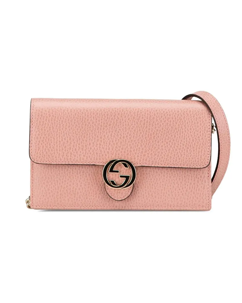 Gucci Hobo Bags 2000-2015 Interlocking G Dollar Wallet on Chain rosa Gold