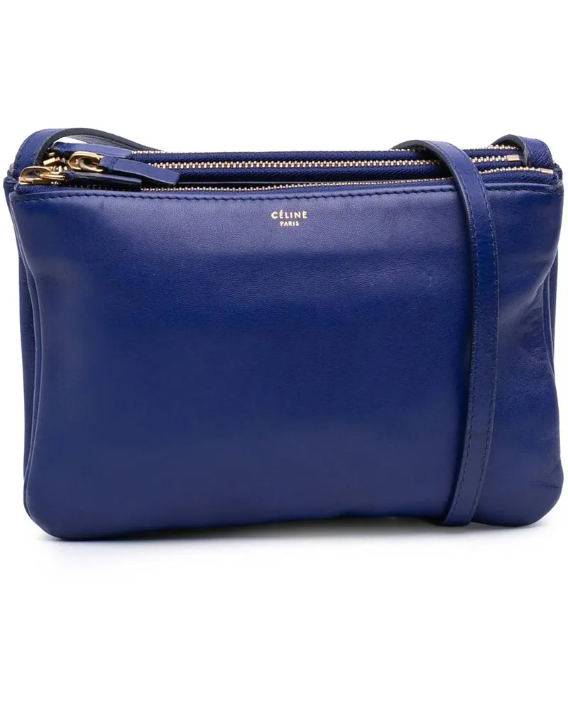 Celine Hobo Bags Small Lambskin Trio Crossbody blau Blau