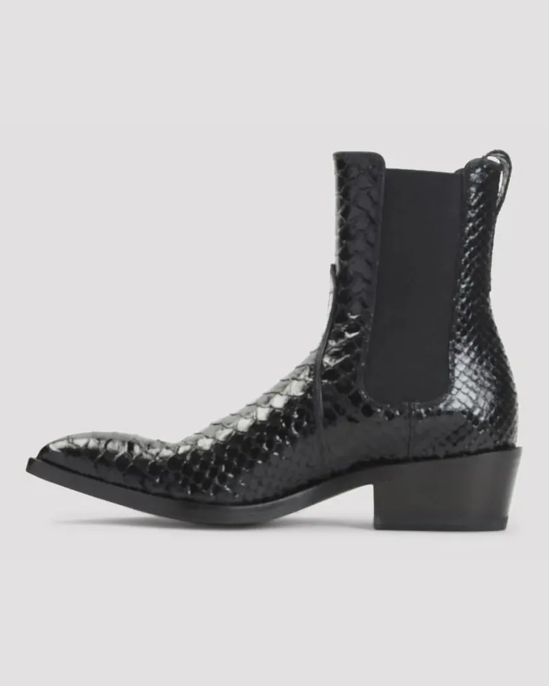 Tom Ford Stiefel Black Calf Leather Booties schwarz Schwarz