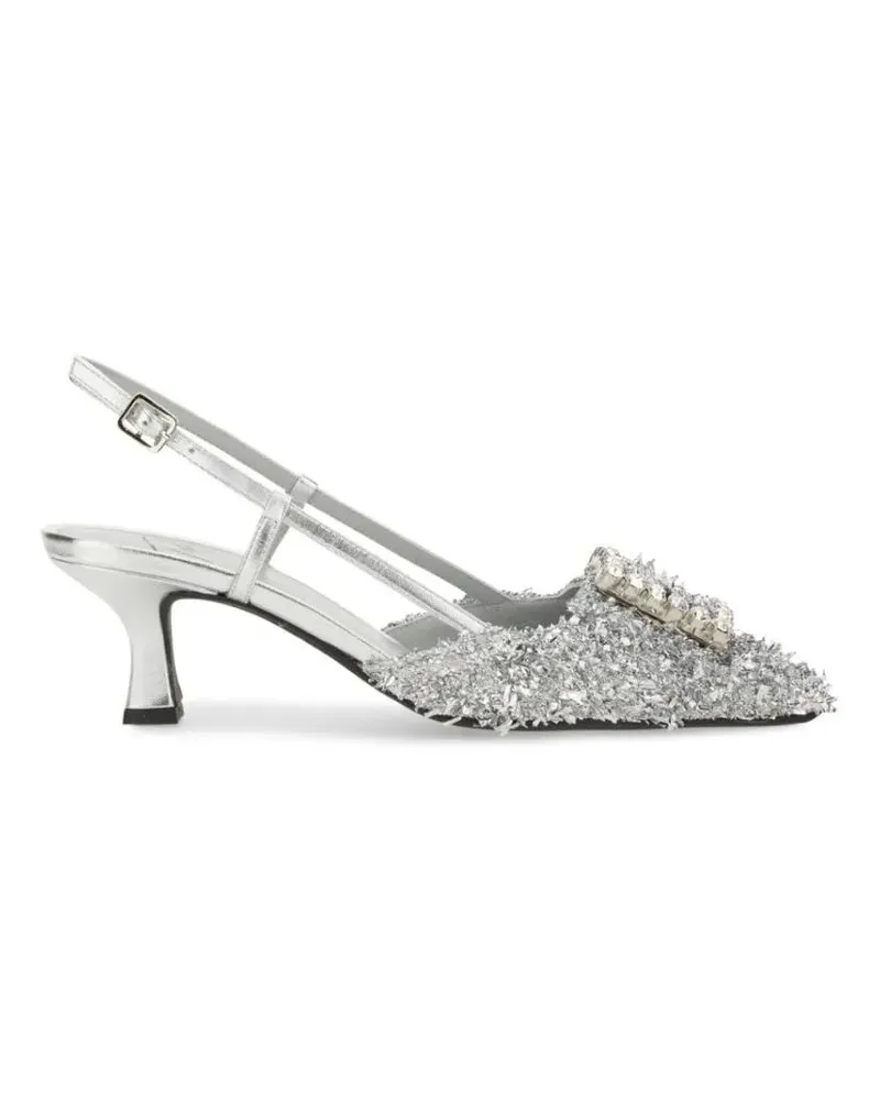 FESTA Milano Hohe Schuhe "Stefy" Slingback silberfarben 