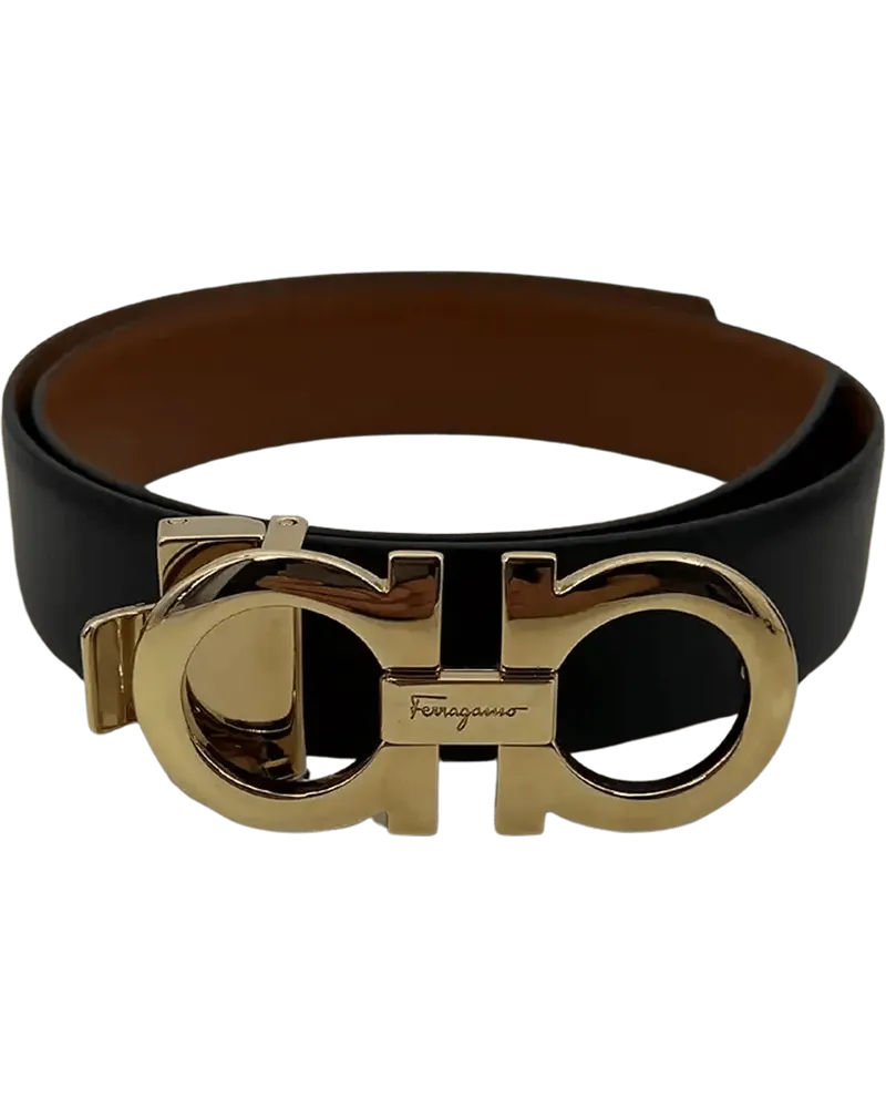 Ferragamo Gürtel  reversible Gancini leather bel braun Braun